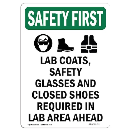 Signmission OSHA Sign, Lab Coats W/ Symbol, 18in X 12in Rigid Plastic, 12" W, 18" L, Portrait OS-SF-P-1218-V-11172